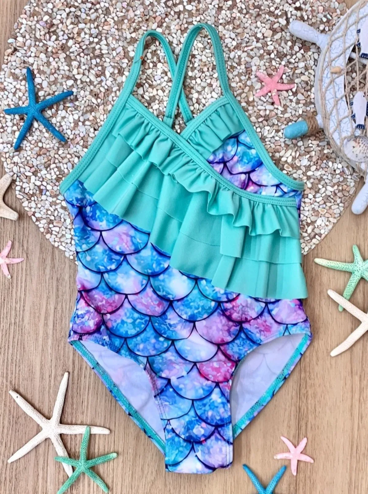 Enchanted Vacay Mermaid Print One-Piece Swimsuit