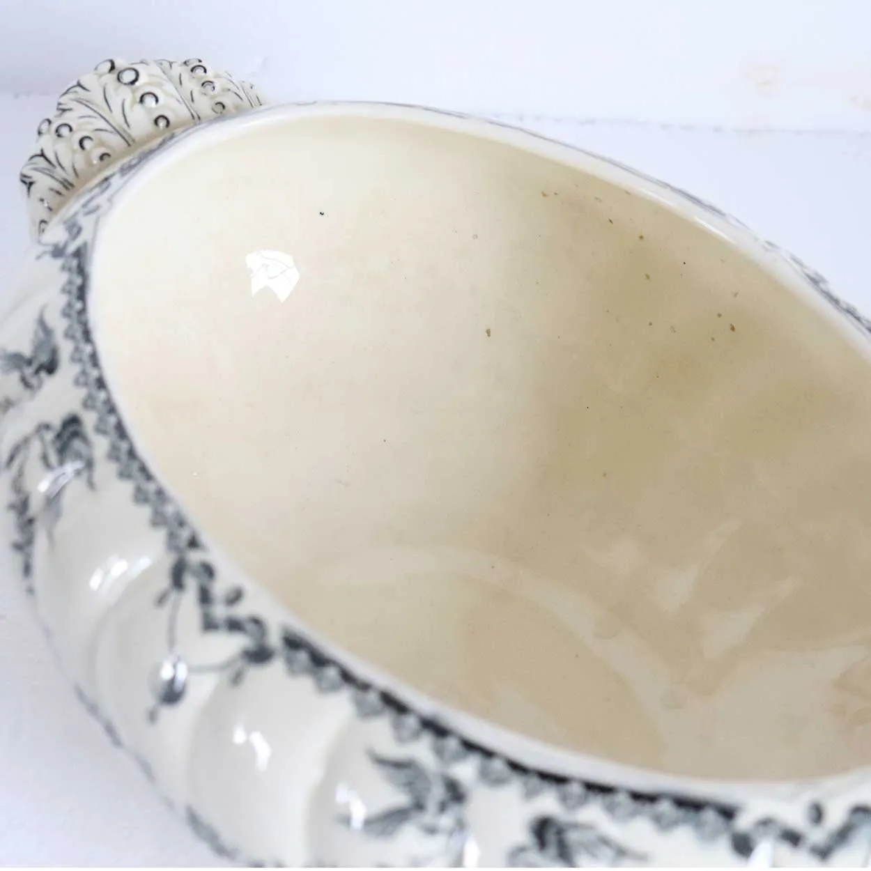 English Powell, Bishop & Stonier Transferware Pottery Clarendon Tureen and Ladle