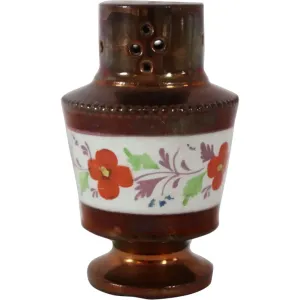 English Staffordshire Copper Luster Pottery Pepper Shaker / Sugar Caster