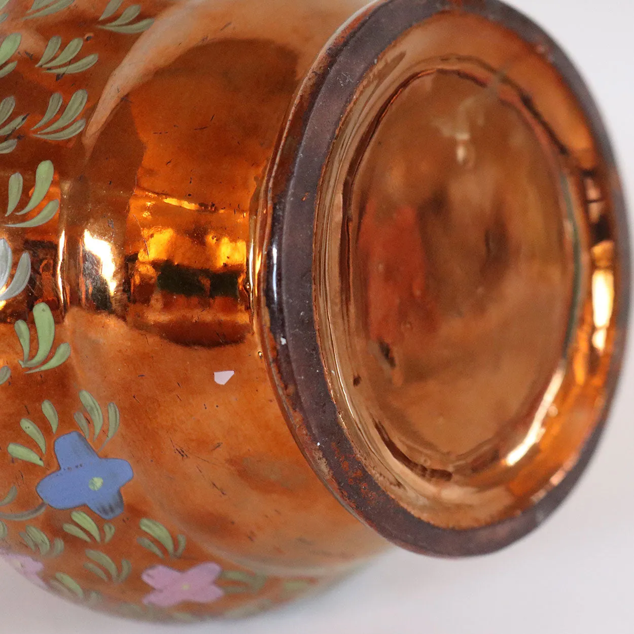 English Staffordshire Enamelled Copper Luster Dog-Handle Pitcher