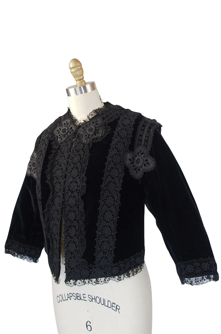 Exquisite Victorian Velvet and Lace Jacket