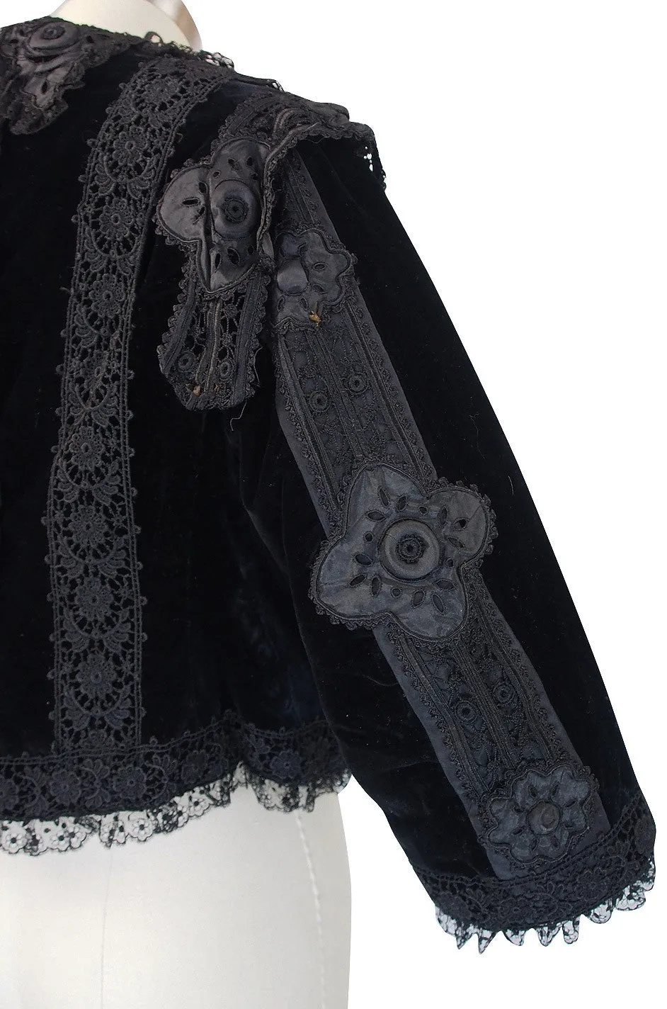 Exquisite Victorian Velvet and Lace Jacket