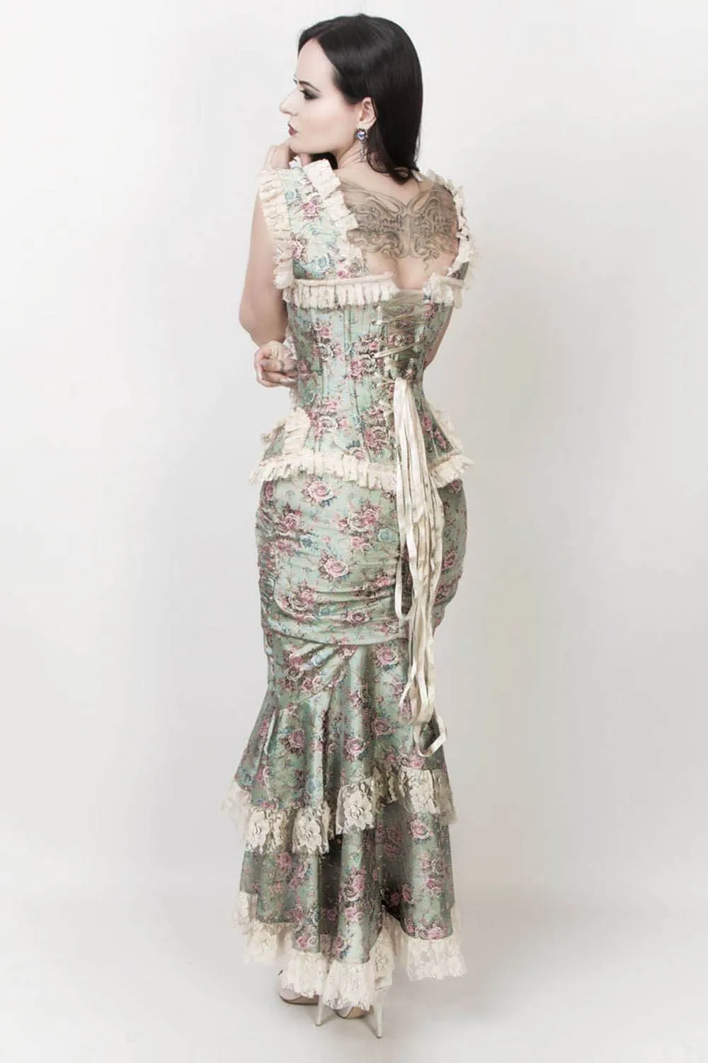 Eyre Victorian Inspired Skirt with Floral Lace Trims