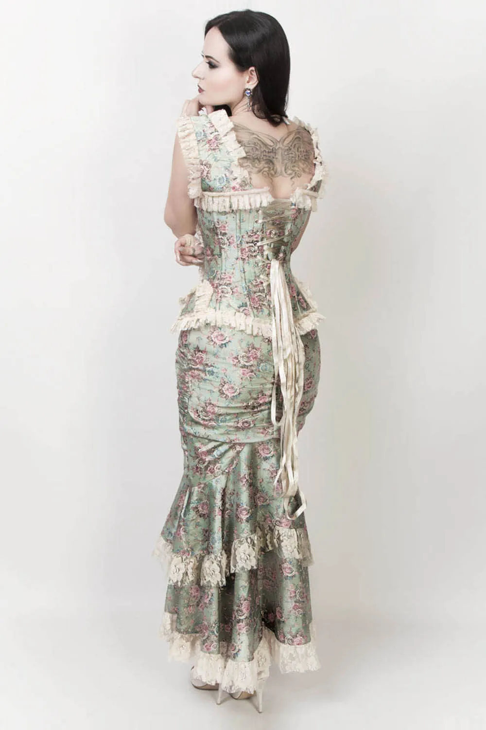 Eyre Victorian Inspired Skirt with Floral Lace Trims