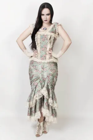 Eyre Victorian Inspired Skirt with Floral Lace Trims