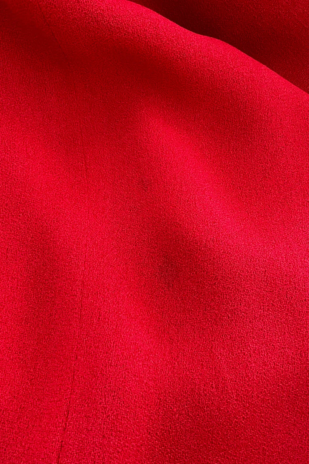 Fabulous c.1969 Ossie Clark Red Moss Crepe Dress w Bishop Sleeves, Button Front & Pointed Collar