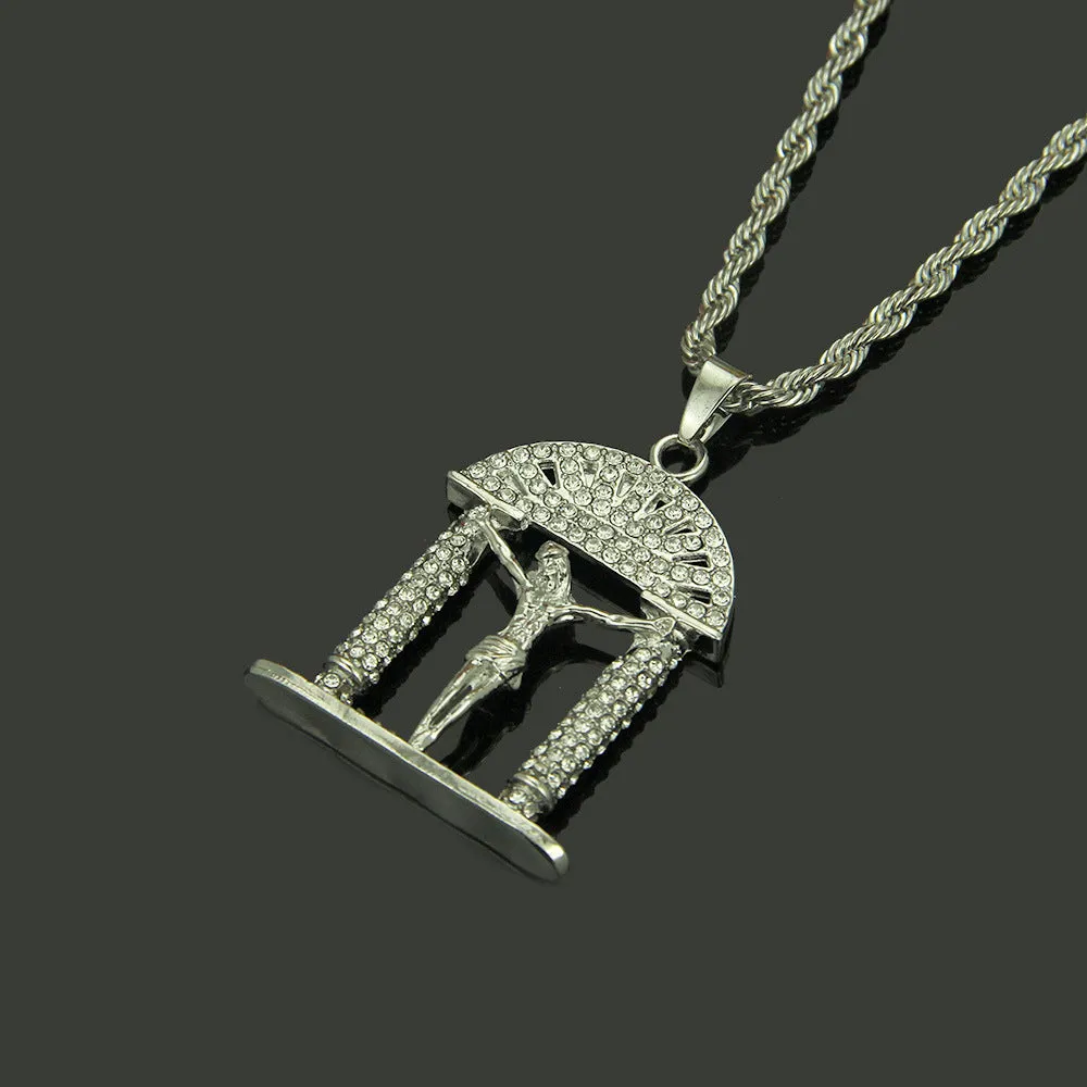 Fashion Hip Hop Diamond Necklace Pendant Punk Jewelry Twist Chain Gold Plated 30"