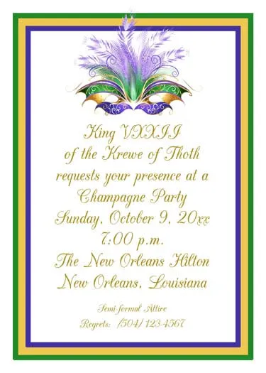 FEATHERED MASK WITH BORDERS CUSTOM INVITATION