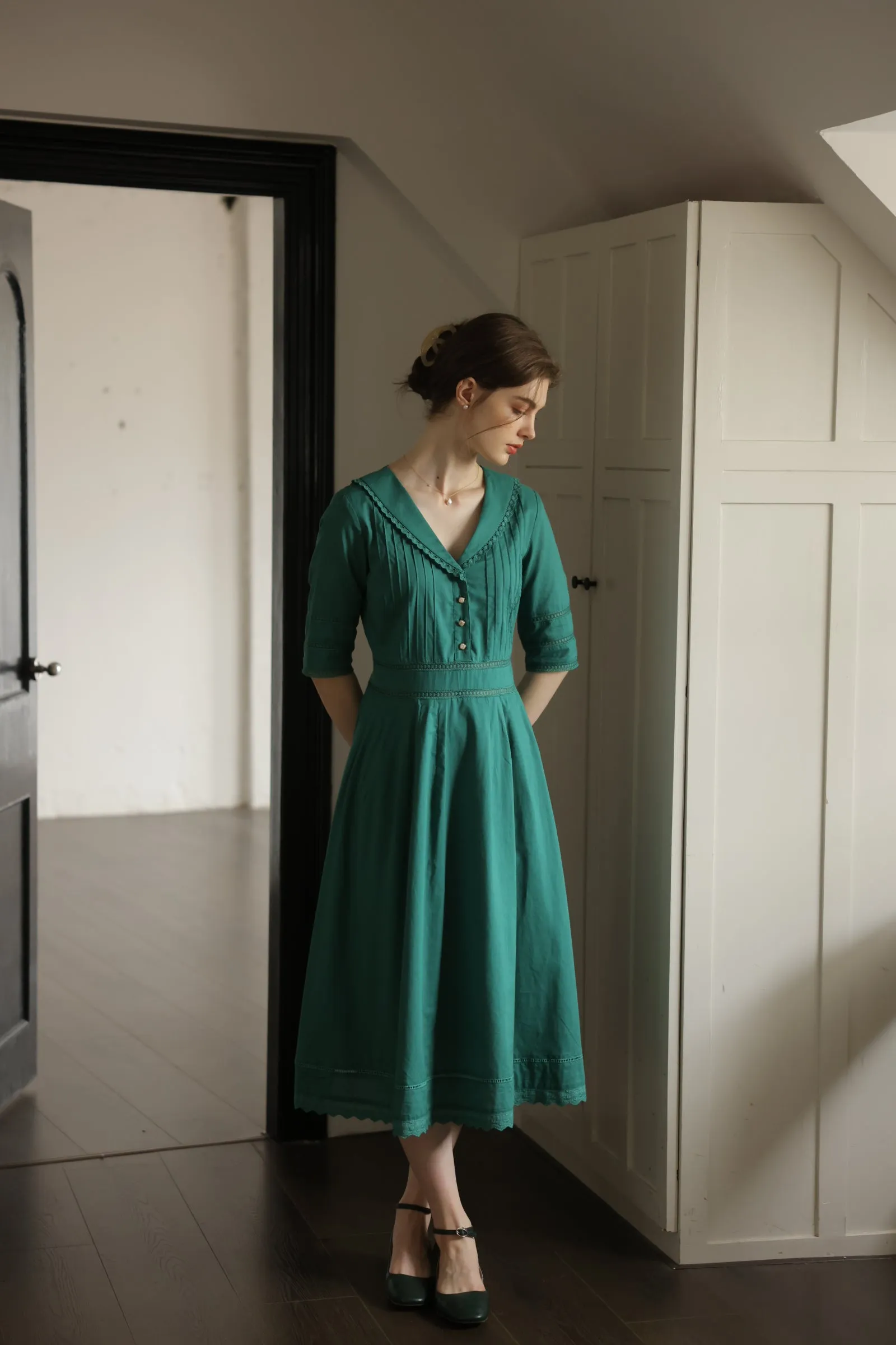 Fiona 100% Cotton White Midi Dress