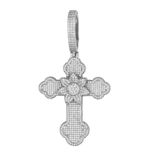 Flower Cross Piece Moissanite 925 14k White Gold