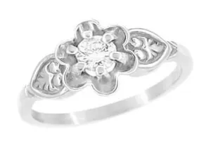Flowers & Leaves Victorian 1/4 Carat Diamond Engagement Ring in White Gold