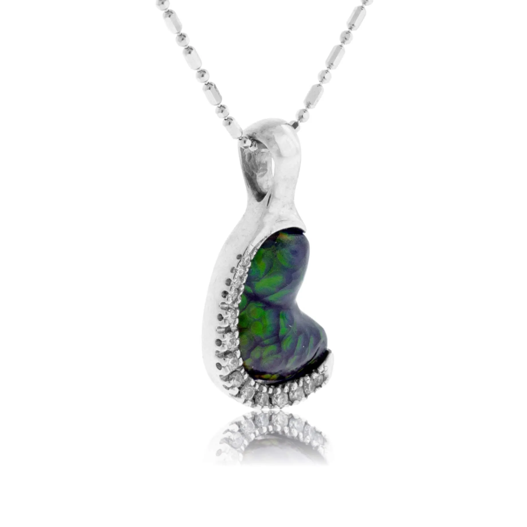 Free Form Fire Agate & Diamond Pendant