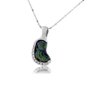 Free Form Fire Agate & Diamond Pendant