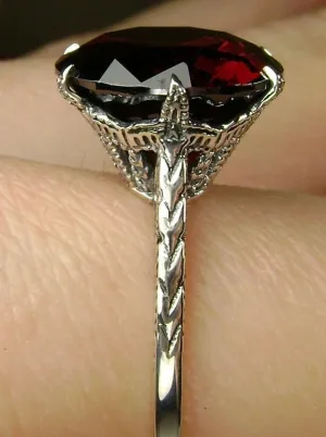 Garnet CZ Ring, Red Cubic Zirconia Classic Solitaire Ring #D37