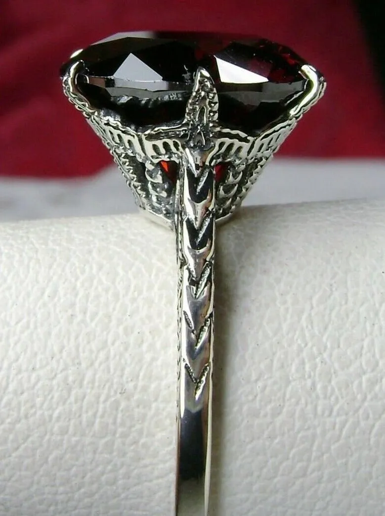 Garnet CZ Ring, Red Cubic Zirconia Classic Solitaire Ring #D37