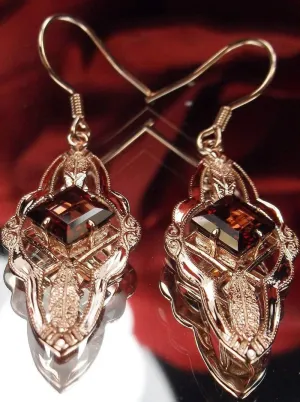 Garnet Earrings, Rose Gold plated, Natural Gemstone, Victorian jewelry #E6