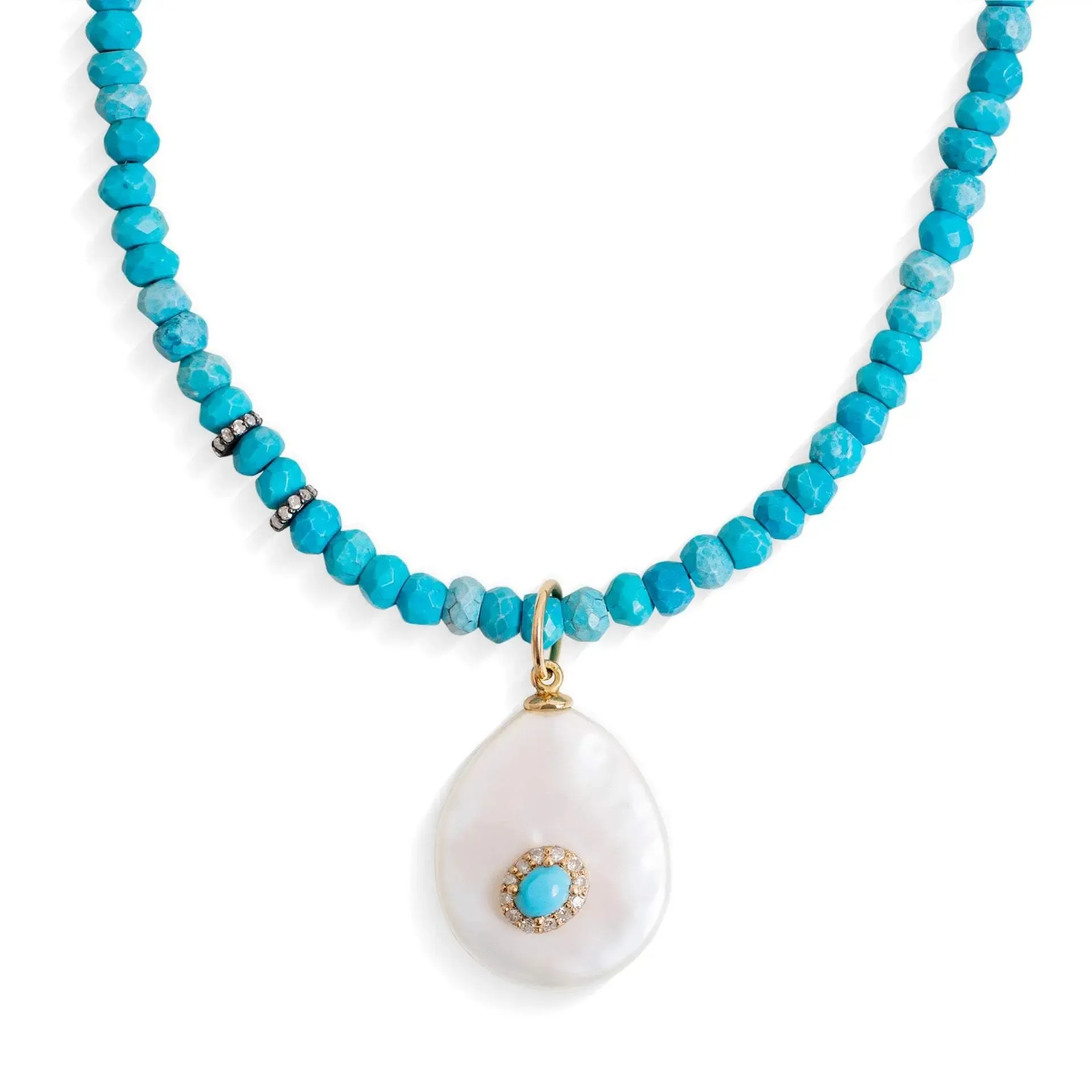 Gemburst Diamond Turquoise Necklace