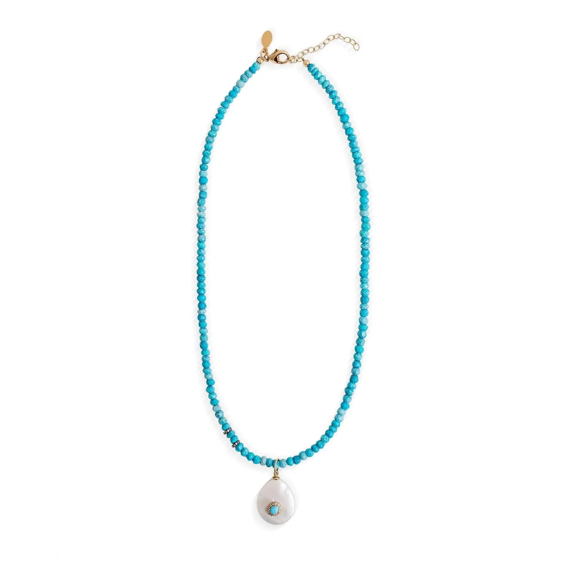 Gemburst Diamond Turquoise Necklace
