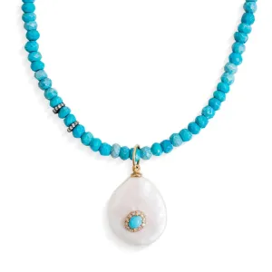 Gemburst Diamond Turquoise Necklace