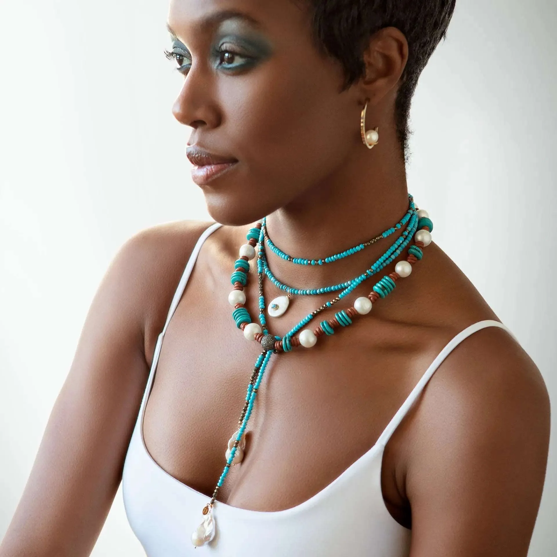 Gemburst Diamond Turquoise Necklace
