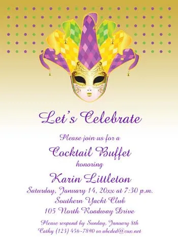 GIRL MASK WITH FEATHERS CUSTOM INVITATION
