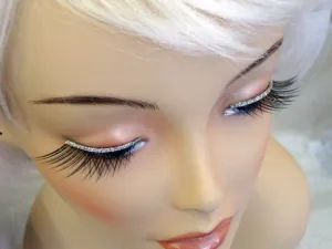 Glitter Trim Silver False Eyelashes Black