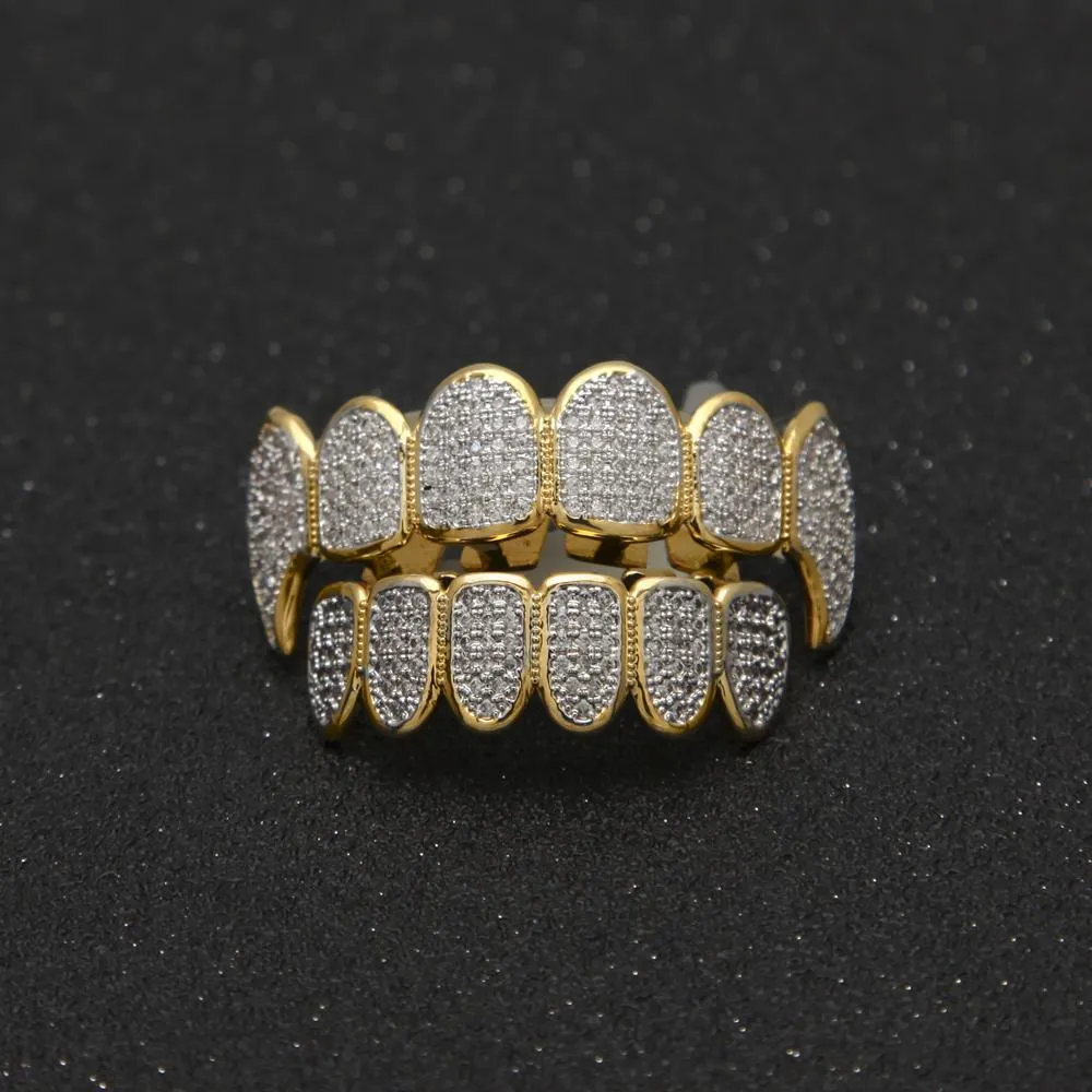 Gold Hip-Hop Cubic Zircon Teeth Grillz