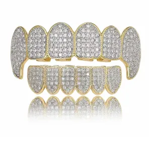 Gold Hip-Hop Cubic Zircon Teeth Grillz