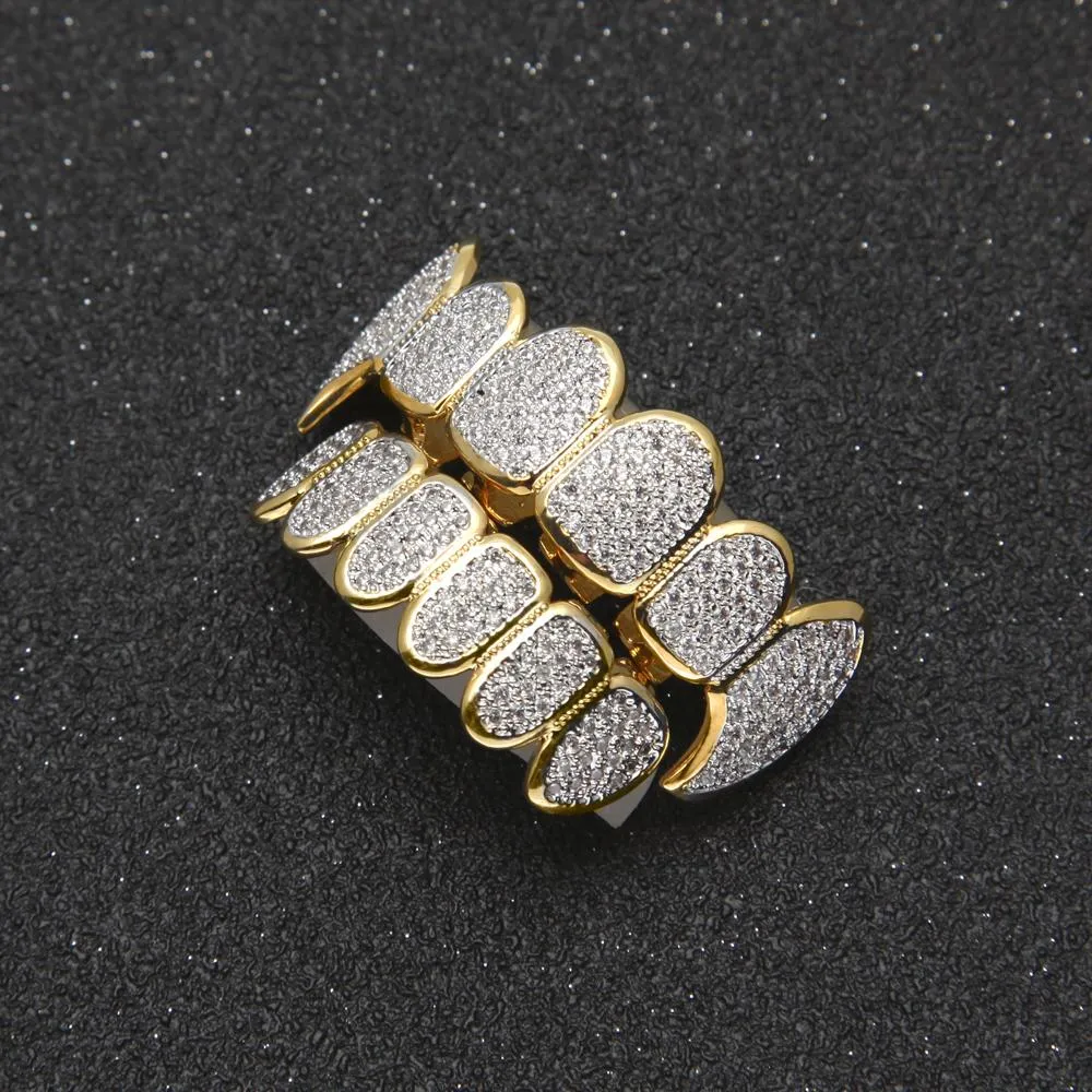 Gold Hip-Hop Cubic Zircon Teeth Grillz