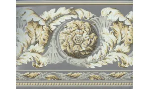 Grey Leafy Floral Design VT4681B Wallpaper Border