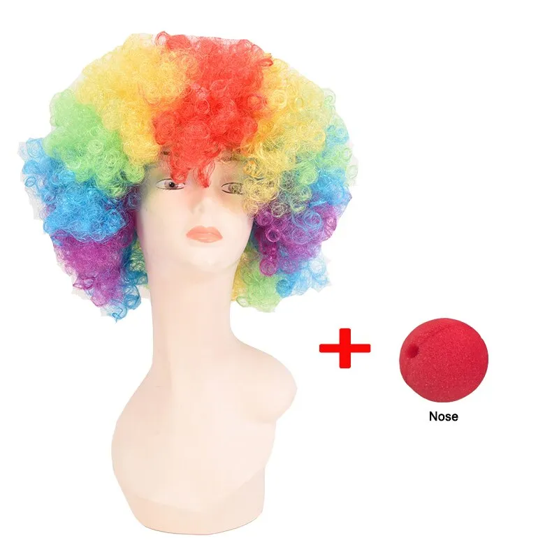 Halloween Adult Funny Circus Clown Naughty Cosplay Costumes For Men Women Carnival Christmas Party Clown Costume Wig and Nose