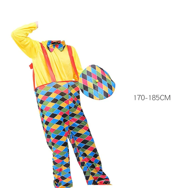 Halloween Adult Funny Circus Clown Naughty Cosplay Costumes For Men Women Carnival Christmas Party Clown Costume Wig and Nose