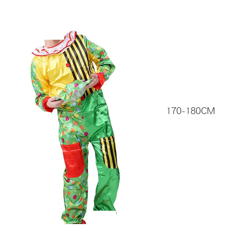 Halloween Adult Funny Circus Clown Naughty Cosplay Costumes For Men Women Carnival Christmas Party Clown Costume Wig and Nose