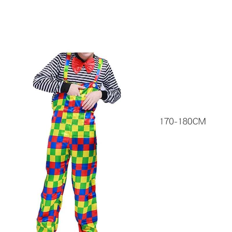 Halloween Adult Funny Circus Clown Naughty Cosplay Costumes For Men Women Carnival Christmas Party Clown Costume Wig and Nose