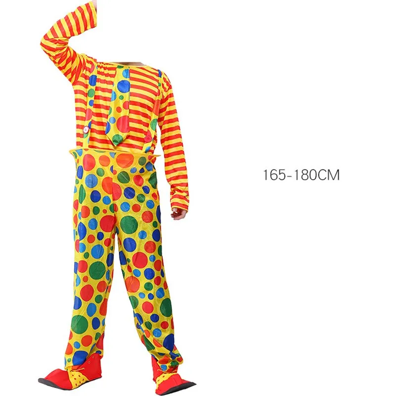 Halloween Adult Funny Circus Clown Naughty Cosplay Costumes For Men Women Carnival Christmas Party Clown Costume Wig and Nose