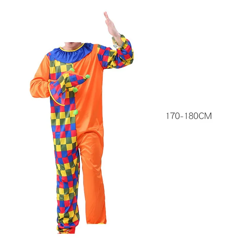 Halloween Adult Funny Circus Clown Naughty Cosplay Costumes For Men Women Carnival Christmas Party Clown Costume Wig and Nose