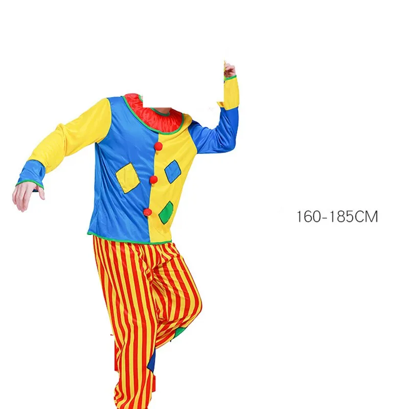 Halloween Adult Funny Circus Clown Naughty Cosplay Costumes For Men Women Carnival Christmas Party Clown Costume Wig and Nose
