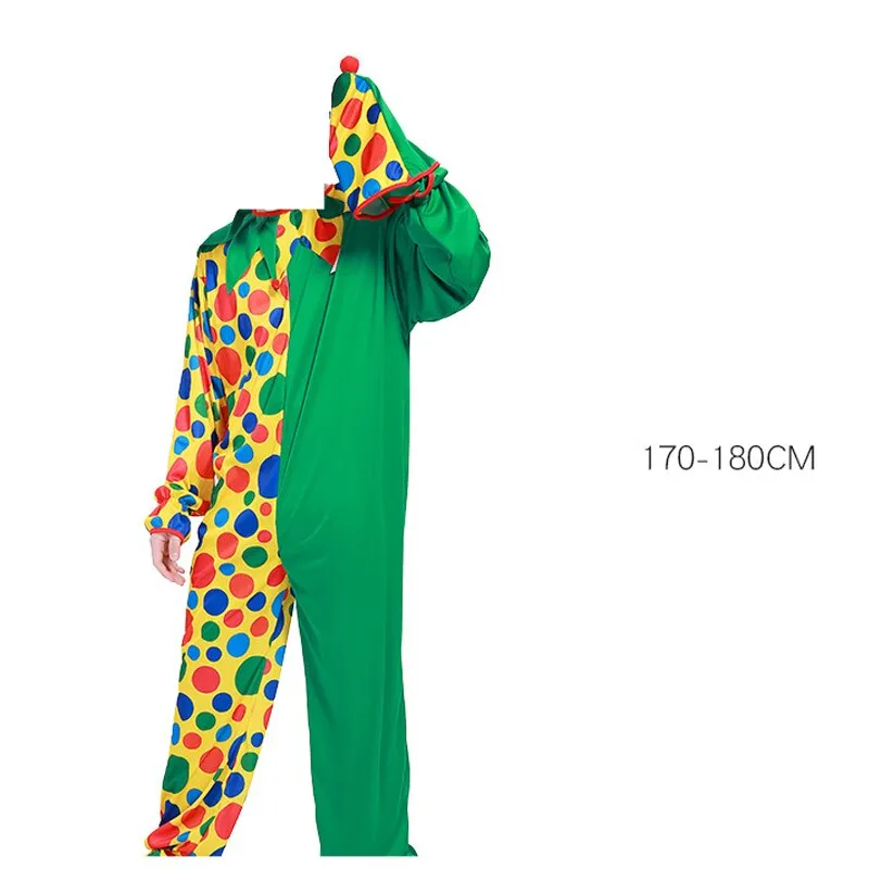 Halloween Adult Funny Circus Clown Naughty Cosplay Costumes For Men Women Carnival Christmas Party Clown Costume Wig and Nose