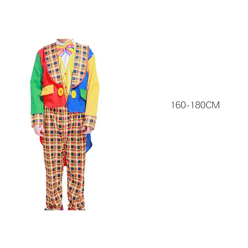 Halloween Adult Funny Circus Clown Naughty Cosplay Costumes For Men Women Carnival Christmas Party Clown Costume Wig and Nose