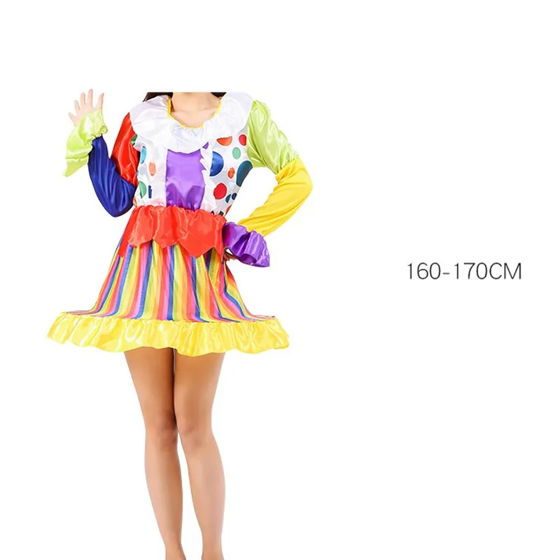 Halloween Adult Funny Circus Clown Naughty Cosplay Costumes For Men Women Carnival Christmas Party Clown Costume Wig and Nose