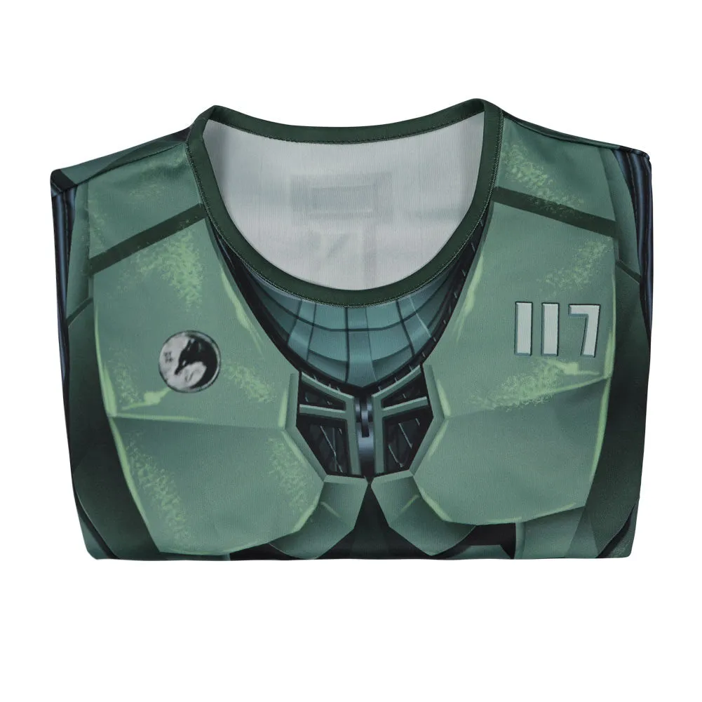 Halo Season 1 Master Chief John 117 Cosplay Costume 3D Print T-shirt Short Sleeve Shirt Halloween Carnival Suit-cossky®