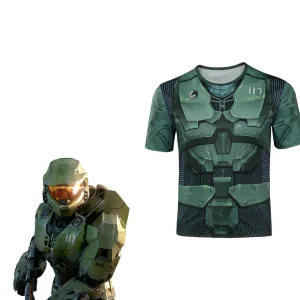 Halo Season 1 Master Chief John 117 Cosplay Costume 3D Print T-shirt Short Sleeve Shirt Halloween Carnival Suit-cossky®