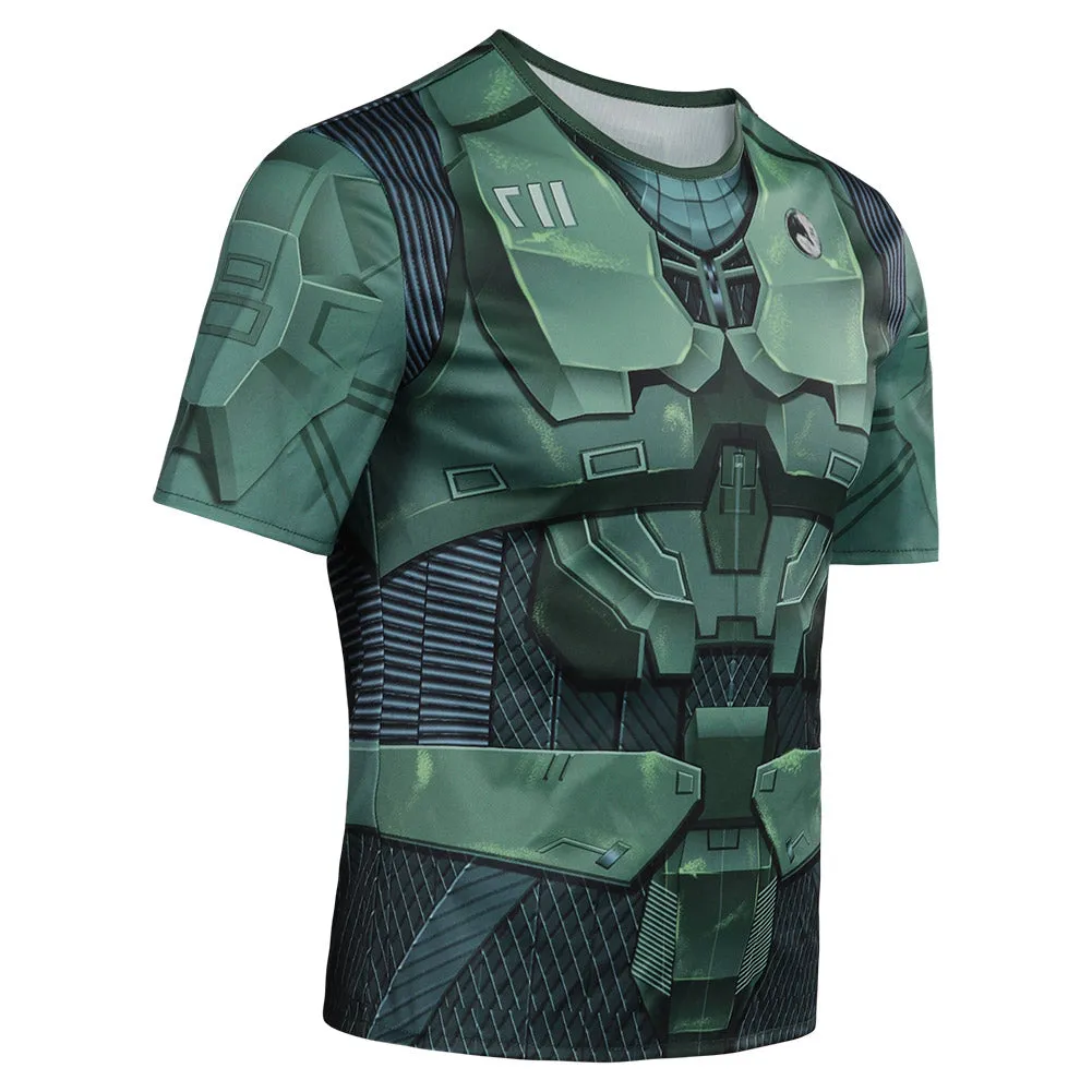Halo Season 1 Master Chief John 117 Cosplay Costume 3D Print T-shirt Short Sleeve Shirt Halloween Carnival Suit-cossky®