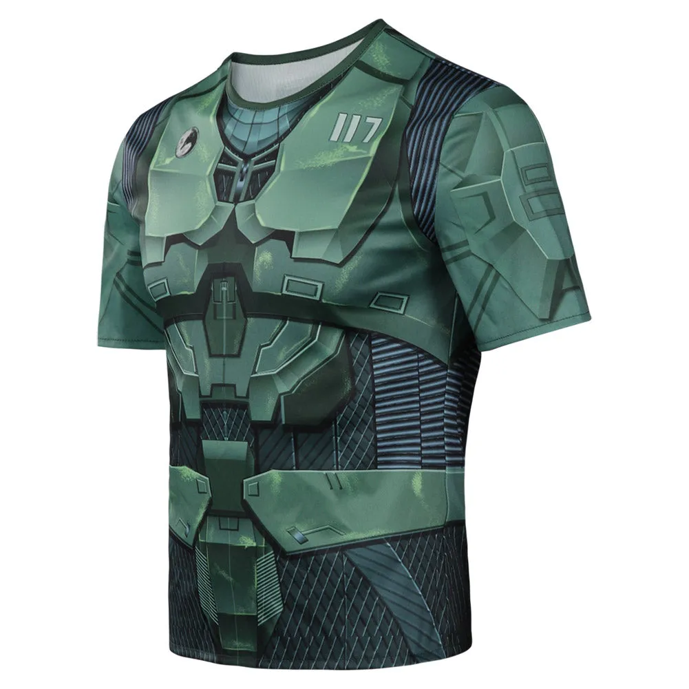 Halo Season 1 Master Chief John 117 Cosplay Costume 3D Print T-shirt Short Sleeve Shirt Halloween Carnival Suit-cossky®