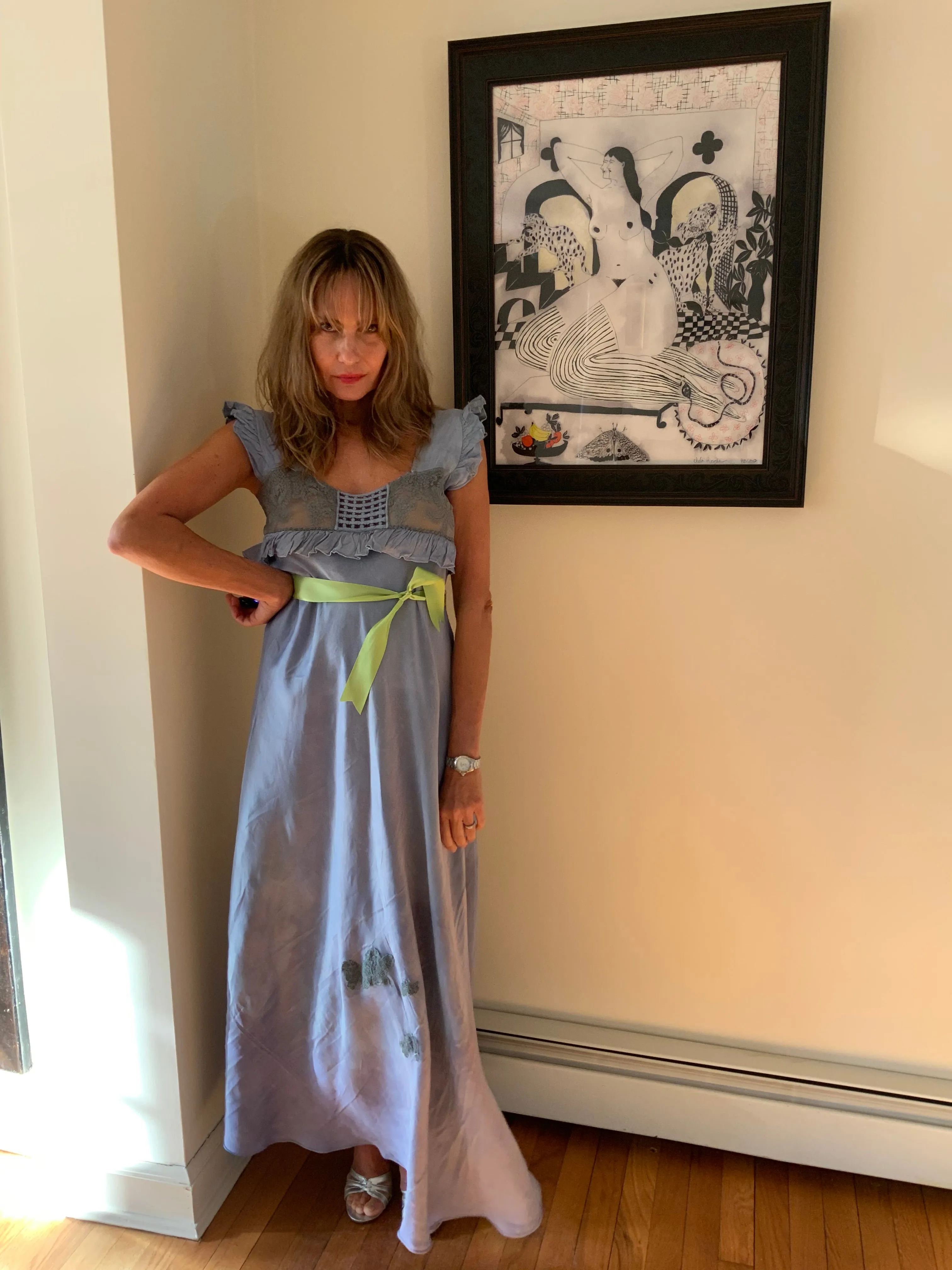 Hand Dyed satin Nightgown - 40s - 40G