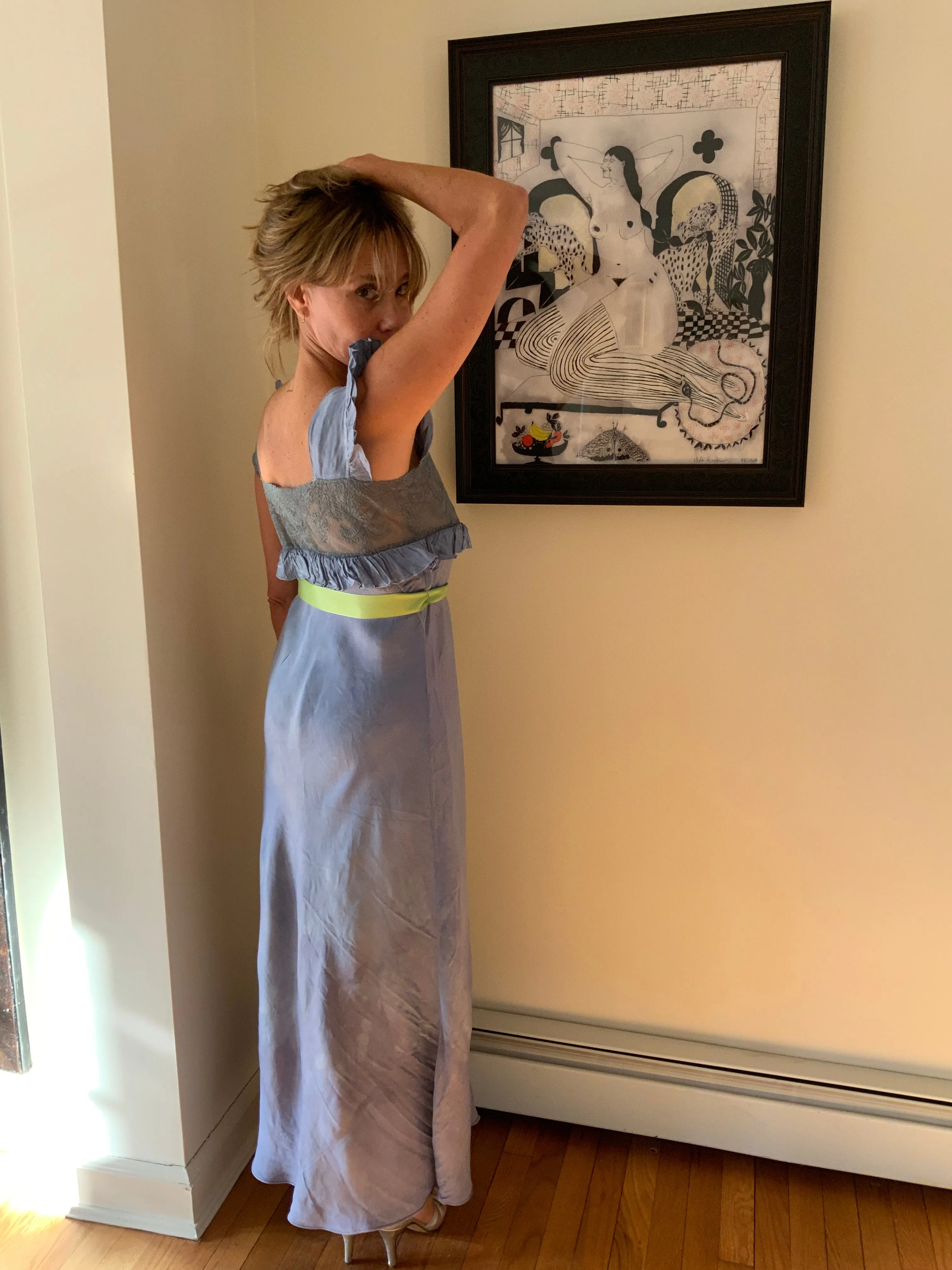 Hand Dyed satin Nightgown - 40s - 40G