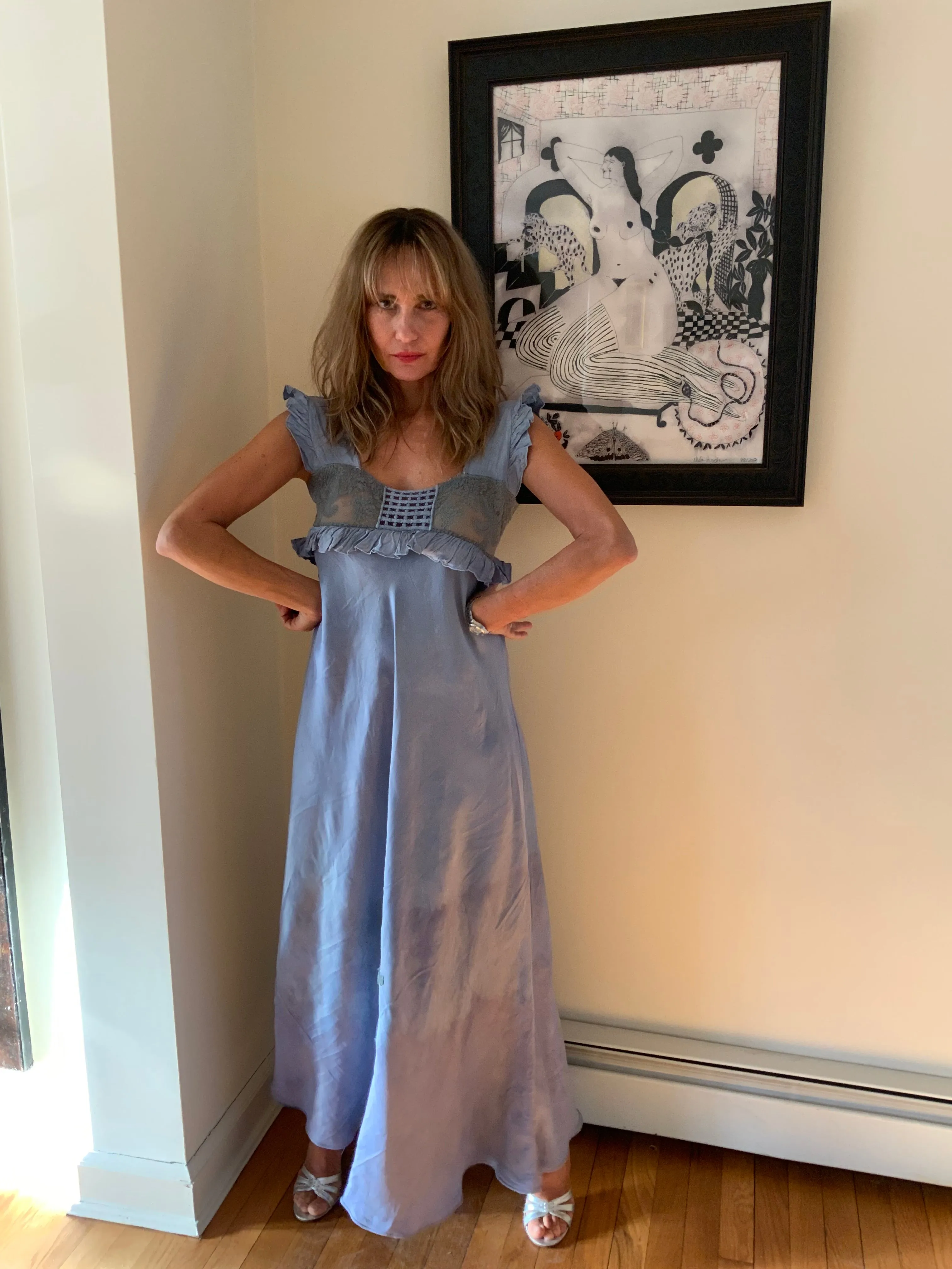 Hand Dyed satin Nightgown - 40s - 40G