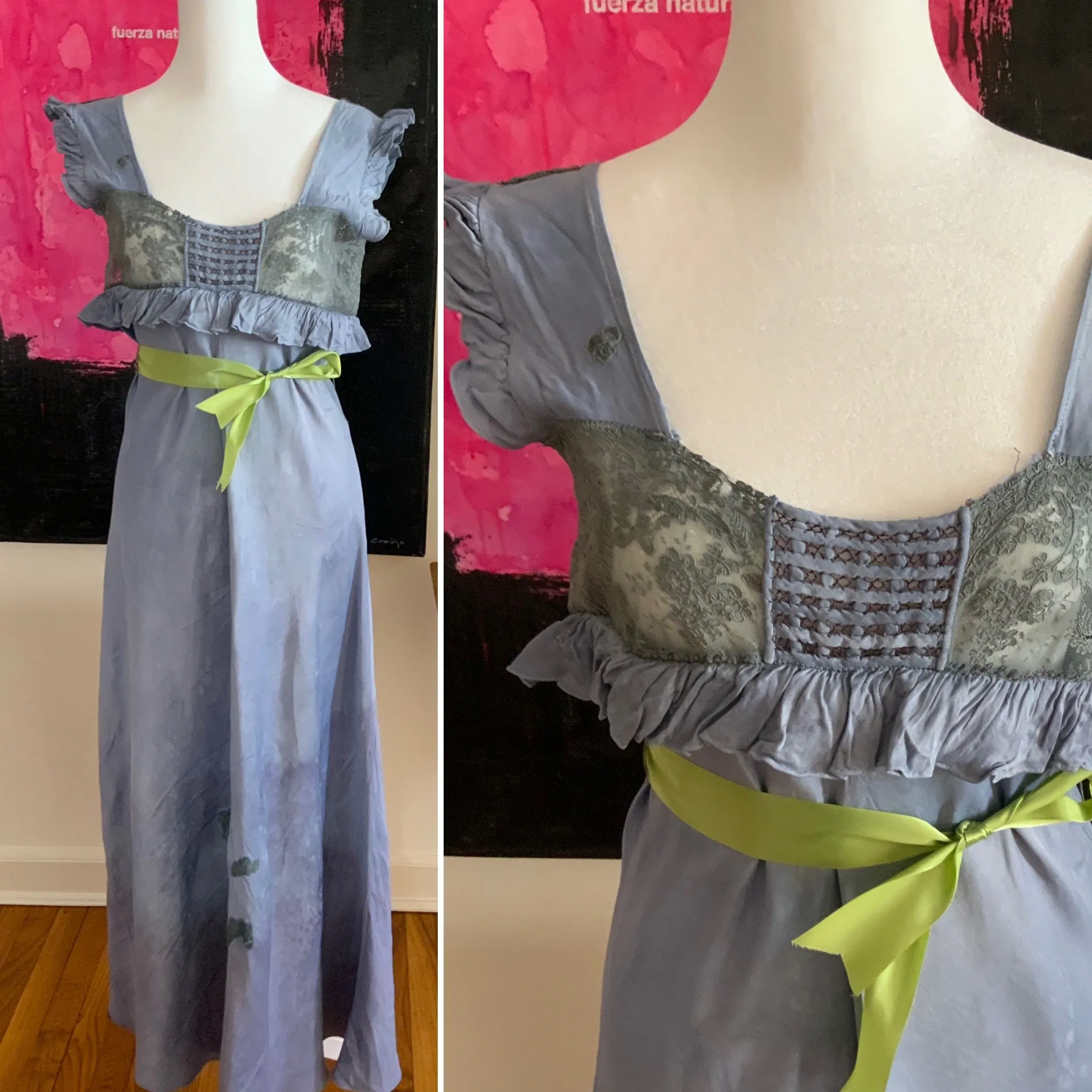 Hand Dyed satin Nightgown - 40s - 40G