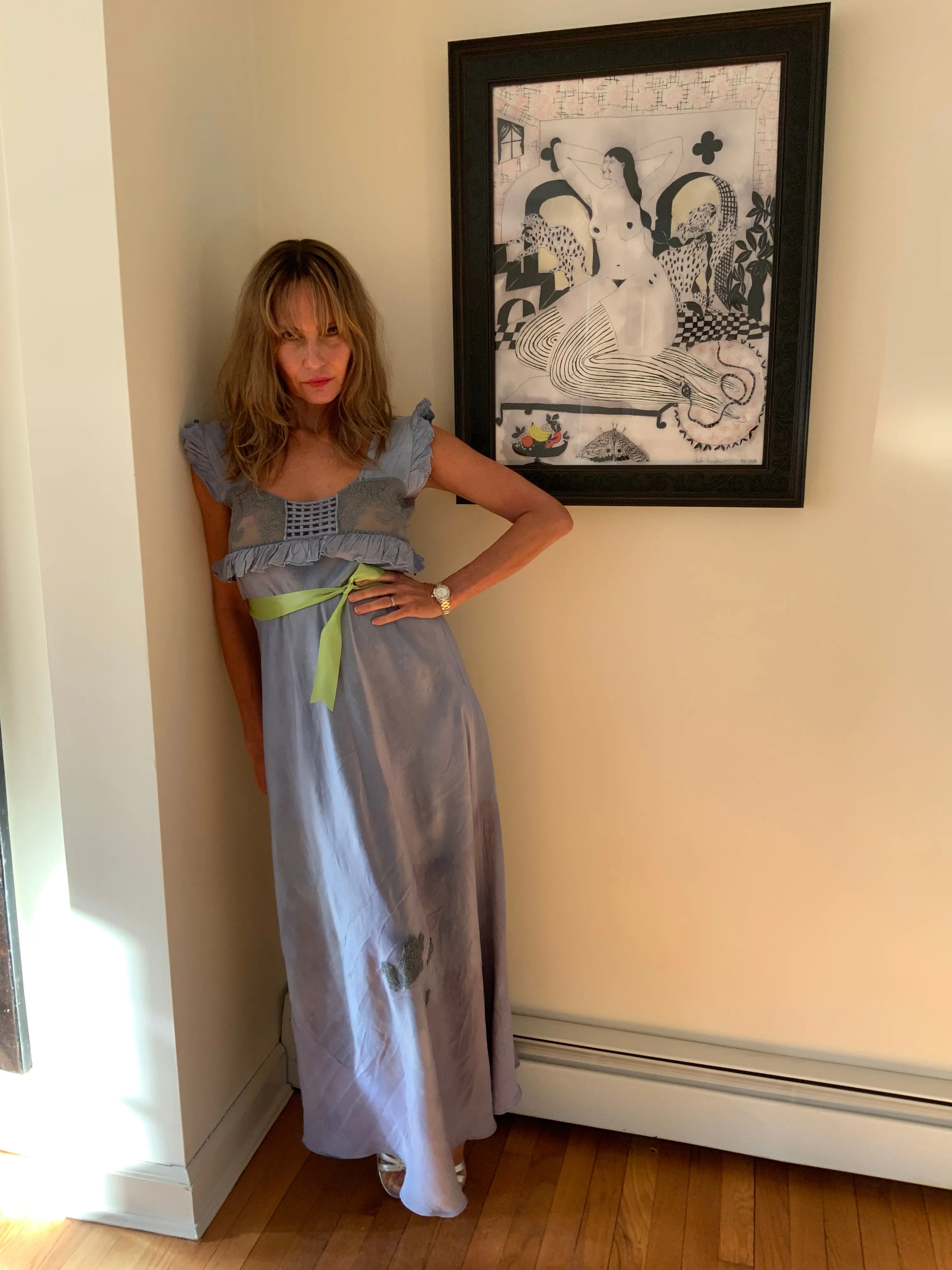 Hand Dyed satin Nightgown - 40s - 40G