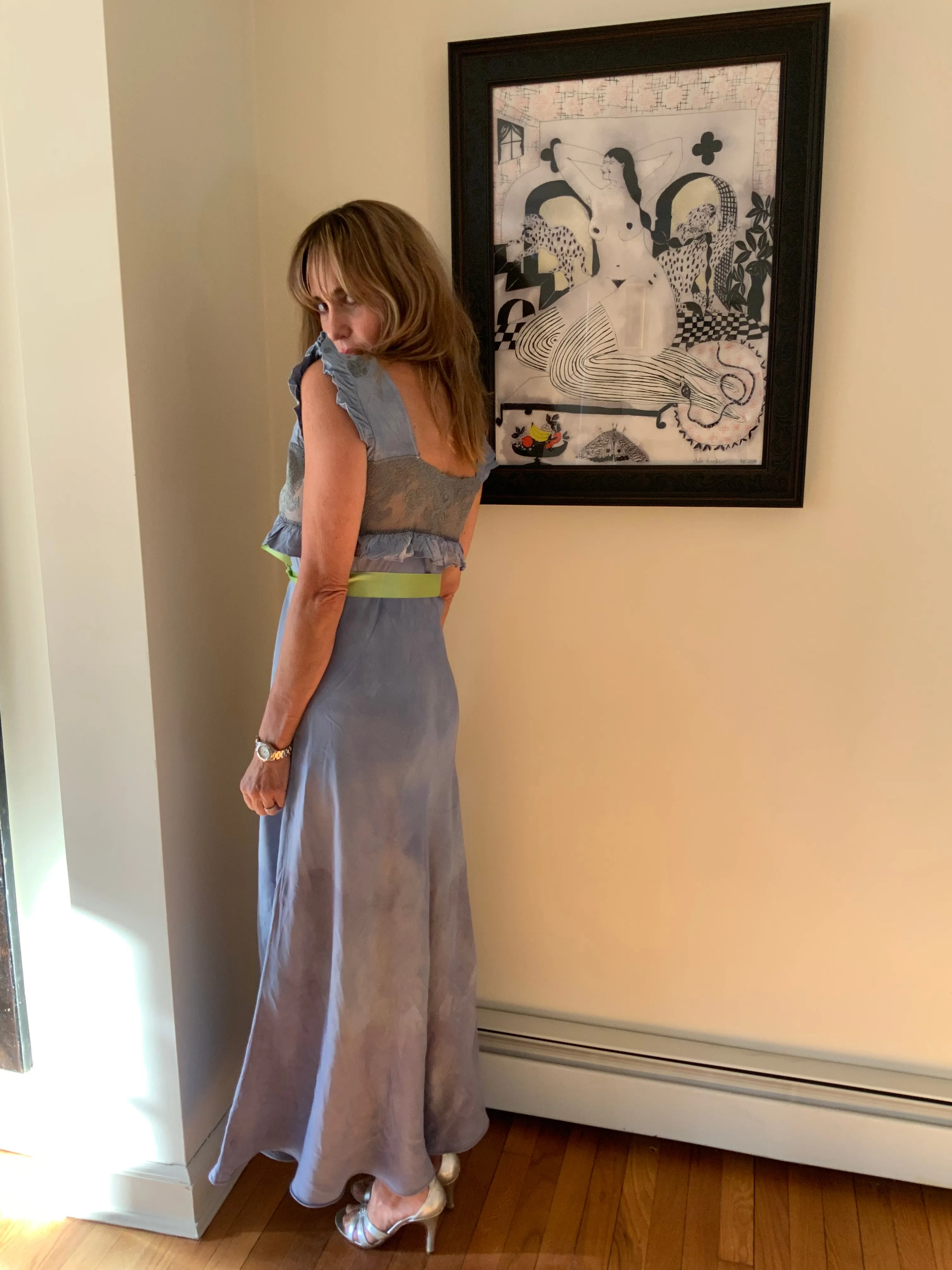 Hand Dyed satin Nightgown - 40s - 40G